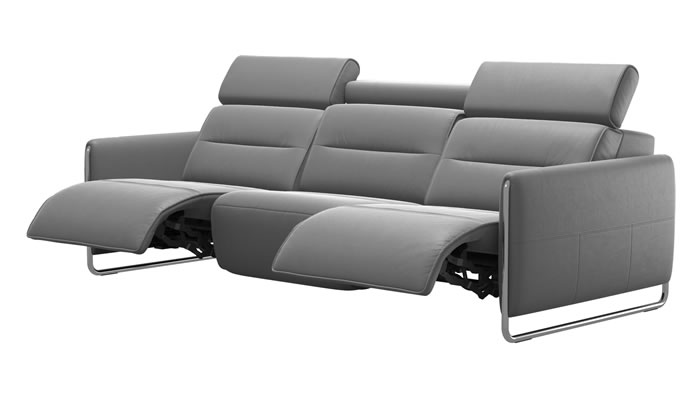 Stressless Emily 3 Seater Sofa with Recliner in Cori Grey Leather